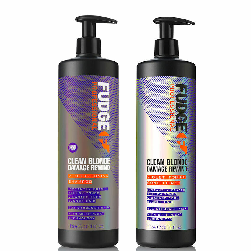 Fudge Clean Blonde Damage Rewind Violet Toning Shampoo & Conditioner 1000ml Duo